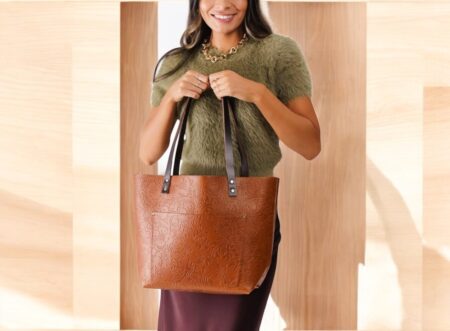 Soft Leather Tote Handbags for Women with Stylish Pattern - Image 3