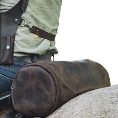 Horse saddle bag mount behind