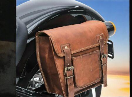 Leather Saddle Bags for Sportscasters – Motorcycle Panniers (Set of 2) - Image 3