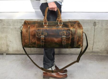 buffalo leather duffle bag