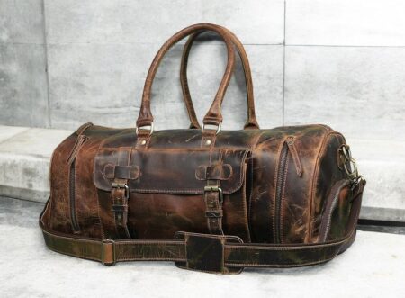 buffalo leather duffle bag