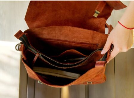 custom leather messenger bag