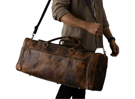 leather garment duffle bag