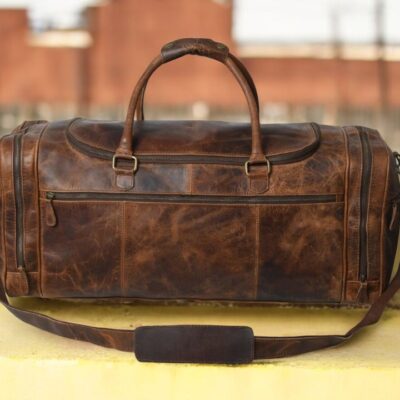 leather garment duffle bag