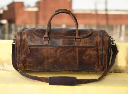 leather garment duffle bag