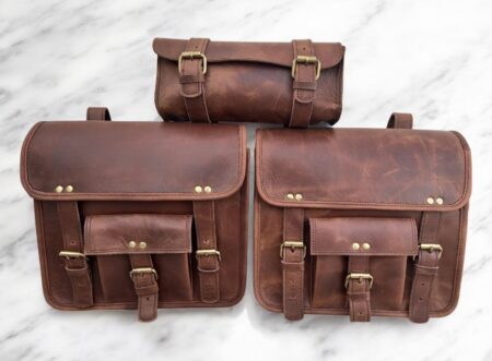 Leather Motorbike Panniers Set - Handmade Saddle Bags - Image 4