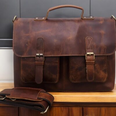 vintage messenger office bag leather