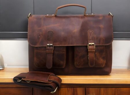 vintage messenger office bag leather